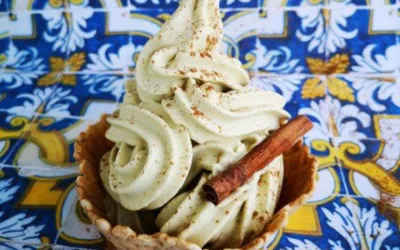 Myiced lança gelado vegan de pastel de nata